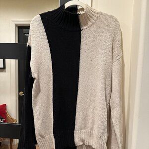 The Frankie Shop Black and Beige Colorblock Sweater One Size Fits All